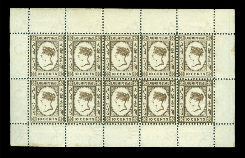 LABUAN (NORTH BORNEO)1886 Victoria 10c brn Sc#21 mint NH VF complete SHEET of 10