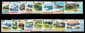 NORFOLK ISLAND SG236/51 1980-1 AEROPLANES MNH