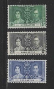 GIBRALTAR #104-106 CORONATION ISSUE ISSUE MINT VF LH O.G