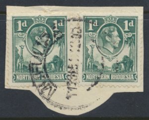 Northern Rhodesia  SG 28  SC# 28 Used Pair on piece    see detail and scan