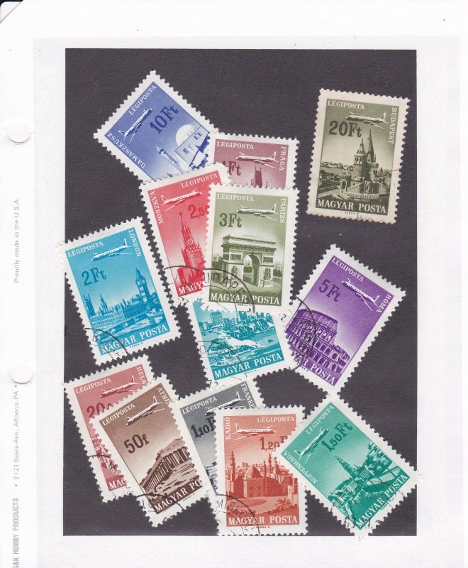 Hungary # C262-274, Airplanes over Historical Buildings, Used, 1/3 Cat.