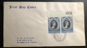 1953 Gambia First Day Cover FDC Queen Elizabeth 2 Coronation QE To Canada