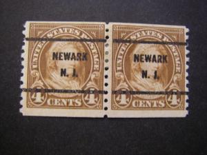 Precancel - Scott 601 4 cent M. Washington - Gap Pair - NJ - Newark - No Gum