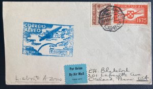 1939 Lisboa Portugal First Flight Airmail Cover FFC To Oreland pa Usa
