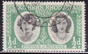 Southern Rhodesia 65 USED 1947 Royal Visit Tour