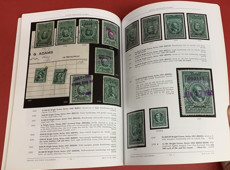 Henry Tolman, U.S. Revenue Stamps, Robert A. Siegel, Sale #934, May 9-10, 2007