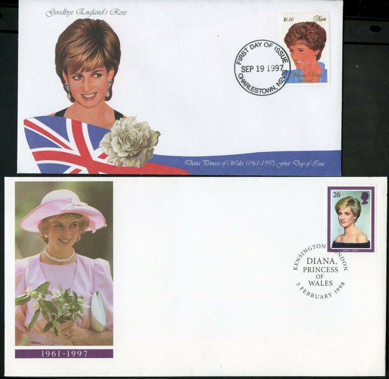 PRINCESS DIANA LOT OF TEN DIFFERENT FOREIGN FIRST DAY COVERS 