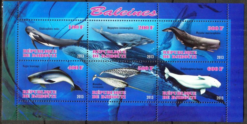 Djibouti 2013 Marine Life Whales Sheet MNH** Cinderella !