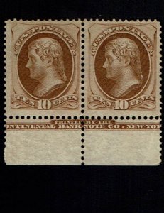 Scott #161 VF-OG-LH. Scarce imprint pair. SCV - $1,800.00