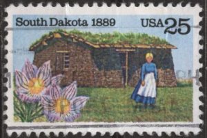 US 2416 (used) 25¢ South Dakota statehood (1989)