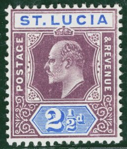 ST LUCIA KEVII Stamp SG.68 2½d (1904) Mint VLMM Cat £35 {samwells}YBLUE155