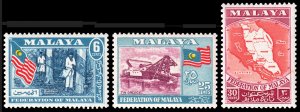 Malaya Scott 80, 82-83  (1957) Mint NH VF, CV $6.25 C