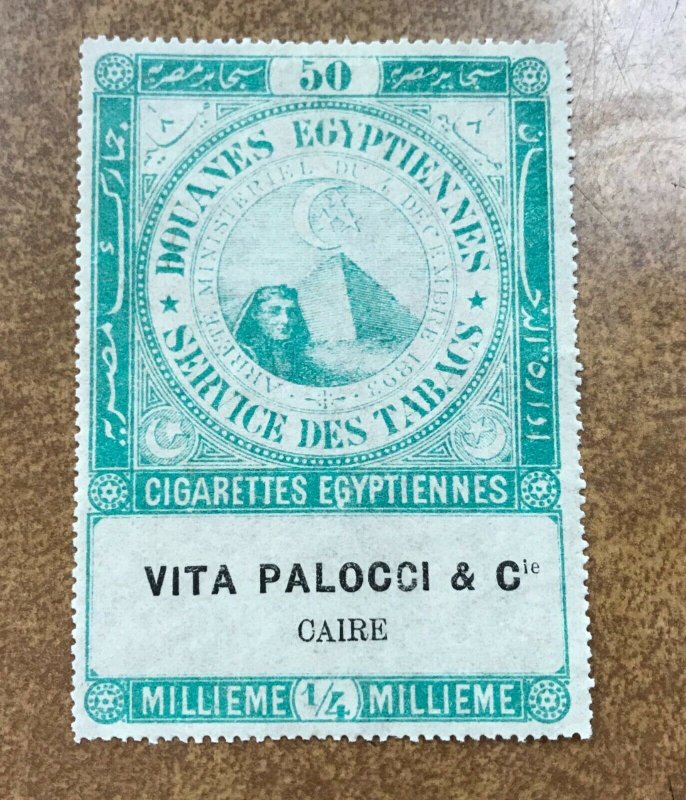EGYPT REVENUE TOBACCO Tax Stamp  Cairo 50 cigarettes VITA PALOCCI & Co