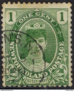 NEWFOUNDLAND 1911 KGV 1 Cent Yellow-Green SG117 Used