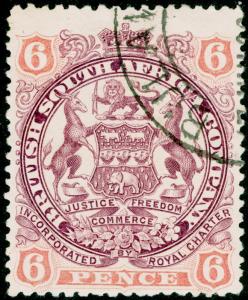 RHODESIA SG71, 6d dull purple & pink, FINE USED, CDS.