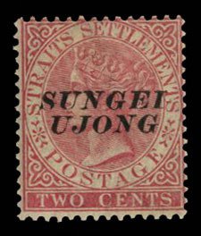 Malayan States - Sungei Ujong #20 Cat$40, 1885 2c rose, hinged, usual slight ...
