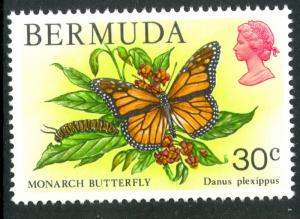 BERMUDA 1978-79 QE2 30c MONARCH BUTTERFLY Wildlife Issue Scott No. 373 MNH