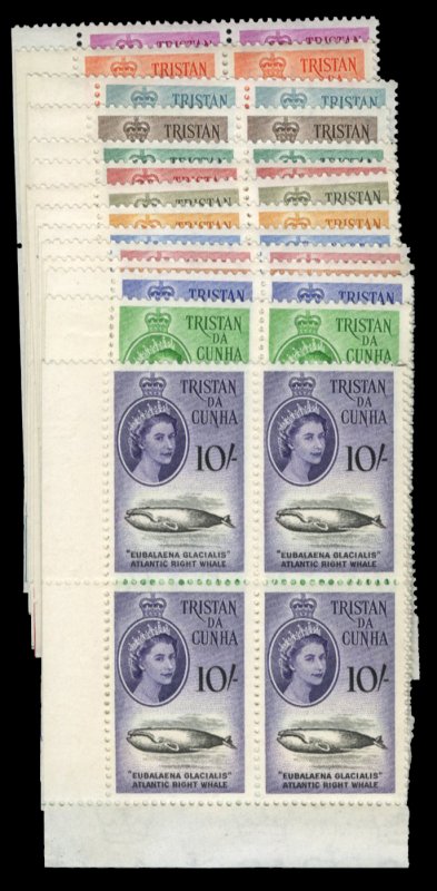 Tristan da Cunha #28-41 Cat$305, 1960 QEII, complete set in blocks of four, n...