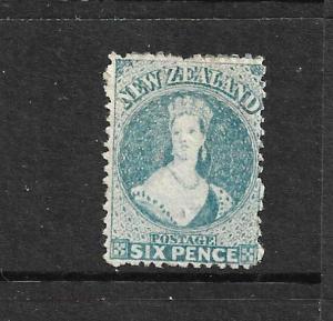 NEW ZEALAND 1871-72  6d  BLUE   FFQ  MLH  SIGNED  P12 1/2 CP A5K  SG 136 CHALON