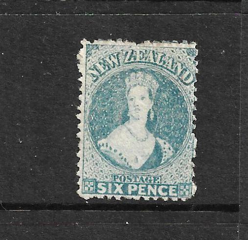 NEW ZEALAND 1871-72  6d  BLUE   FFQ  MLH  SIGNED  P12 1/2 CP A5K  SG 136 CHALON