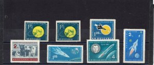 BULGARIA 1960-1961 SPACE SET OF 7 STAMPS MNH