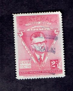 GUATEMALA SCOTT#C345 1967 2c MARIO MENDEZ MONTENEGRO - USED