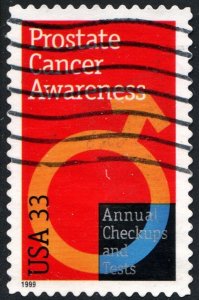 SC#3315 33¢ Prostate Cancer Awareness Single (1999) Used