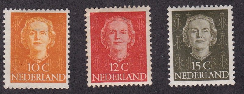 Netherlands # 308-310, Queen Juliana, Hinged, 1/3 Cat.