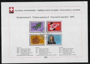 Switzerland 606-609 1975 Publicity II PTT Collection Sheet FD