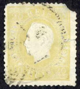 Portugal Sc# 39 CULL (corners, tear) 1870-1884 20r King Luiz