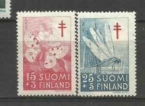 FINLAND 1954 - MEDICINE , BUTTERFLIES , MNH