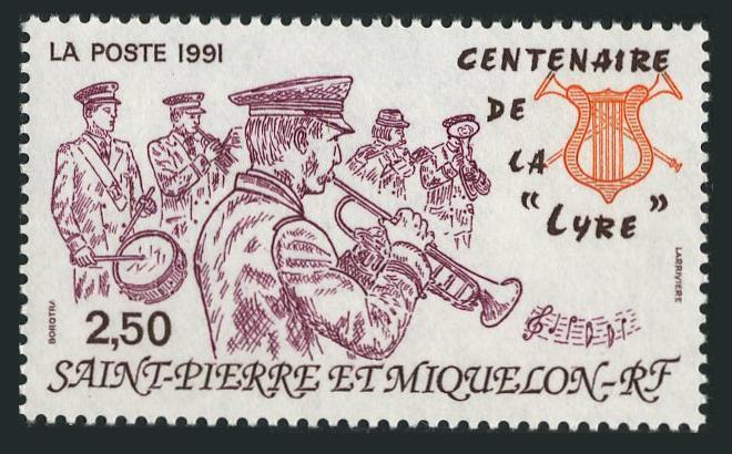 St Pierre & Miquelon 569,MNH.Michel 620. Lyre Music Society,Centenary,1991. 