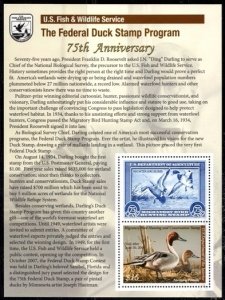 US Stamp #RW75 Pair of Northern Pintail Ducks and #RW01 Facsimile Souvenir Sheet