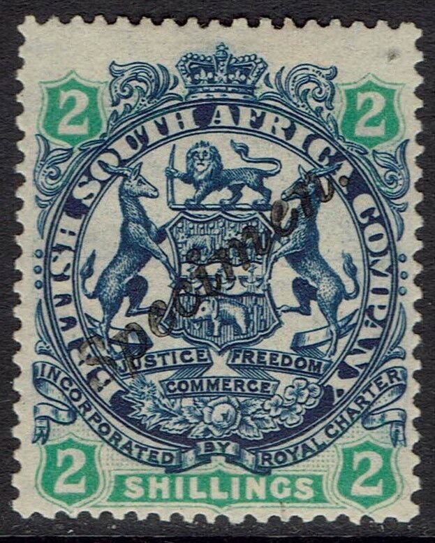 RHODESIA 1896 ARMS SPECIMEN 2/-