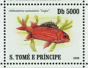 Fish Sao Tome Stamp Canthidermis Maculatus Rhinecanthus Aculeatus S/S MNH #3204