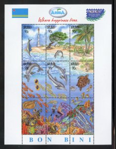 Aruba 150 MNH  Marine Life Souvenir Sheet from 1997.