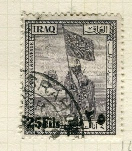 IRAQ; 1932 early Faisal I surcharged issue fine used 25f. value 