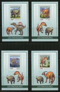 GUINEA 2019  DINOSAURS  SET OF FOUR DELUXE SOUVENIR SHEETS  MINT NEVER HINGEDD