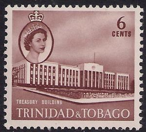 Trinidad & Tobago 1960 - 67 QE2 6ct Treasury Building MM SG 287 ( L1315 )