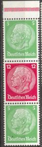 Germany 1933 Hindenburg Watermark Honeycomb Se-Tenant Michel S 107 MNH, Superb