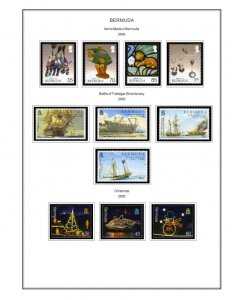 COLOR PRINTED BERMUDA 2000-2020 STAMP ALBUM PAGES (55 illustrated pages)