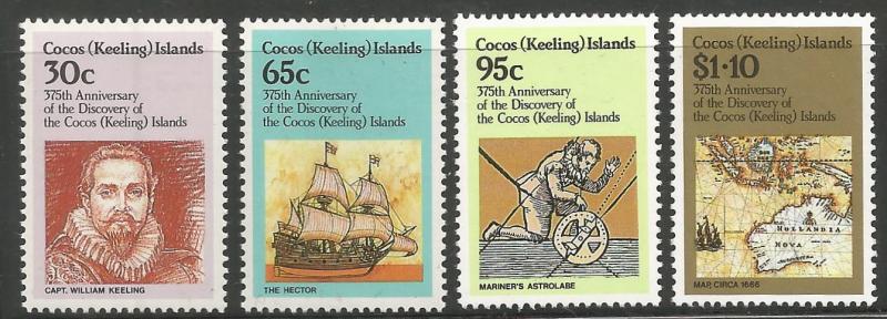 COCOS ISLANDS, 115-118, MNH, ISLAND DISCOVERY