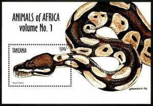 Tanzania 1999 - Royal Python Snake - Souvenir Stamp Sheet - Scott #1874 - MNH