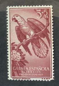 Spanish Guinea 1957 Scott B41 MH - 5 + 5 c, bird, Grey Parrot