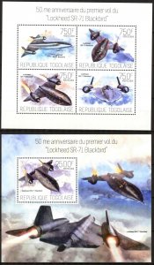 Togo 2014 Aviation Airplanes Lockheed SR -71 Blackbird sheet + S/S MNH