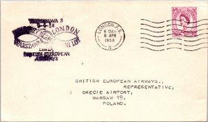 Poland FFC 1958 - British European Airways - London To Warsaw - J7401