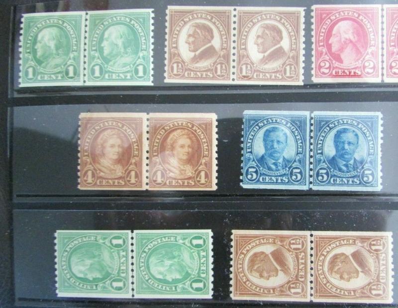 c1925 United States  SC #597-606  MNH  Coil Pairs Line Pairs 