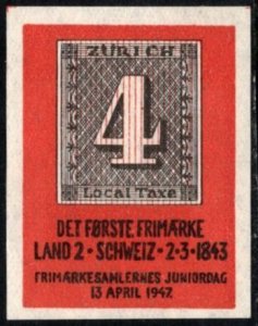 1947 Norway Poster Stamp The First Stamp. Stamp Collectors' Junior Day