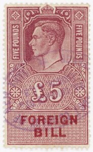 (I.B) George VI Revenue : Foreign Bill £5 (1948)