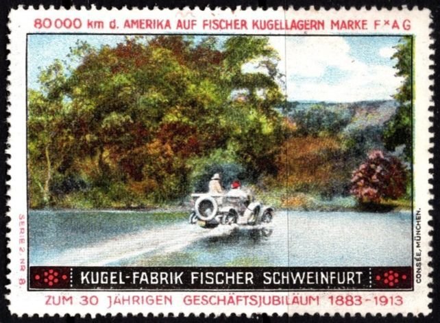 1913 Germany Poster Stamp 30th Anniversary FAG Ball Bearing Factory Schweinfurt